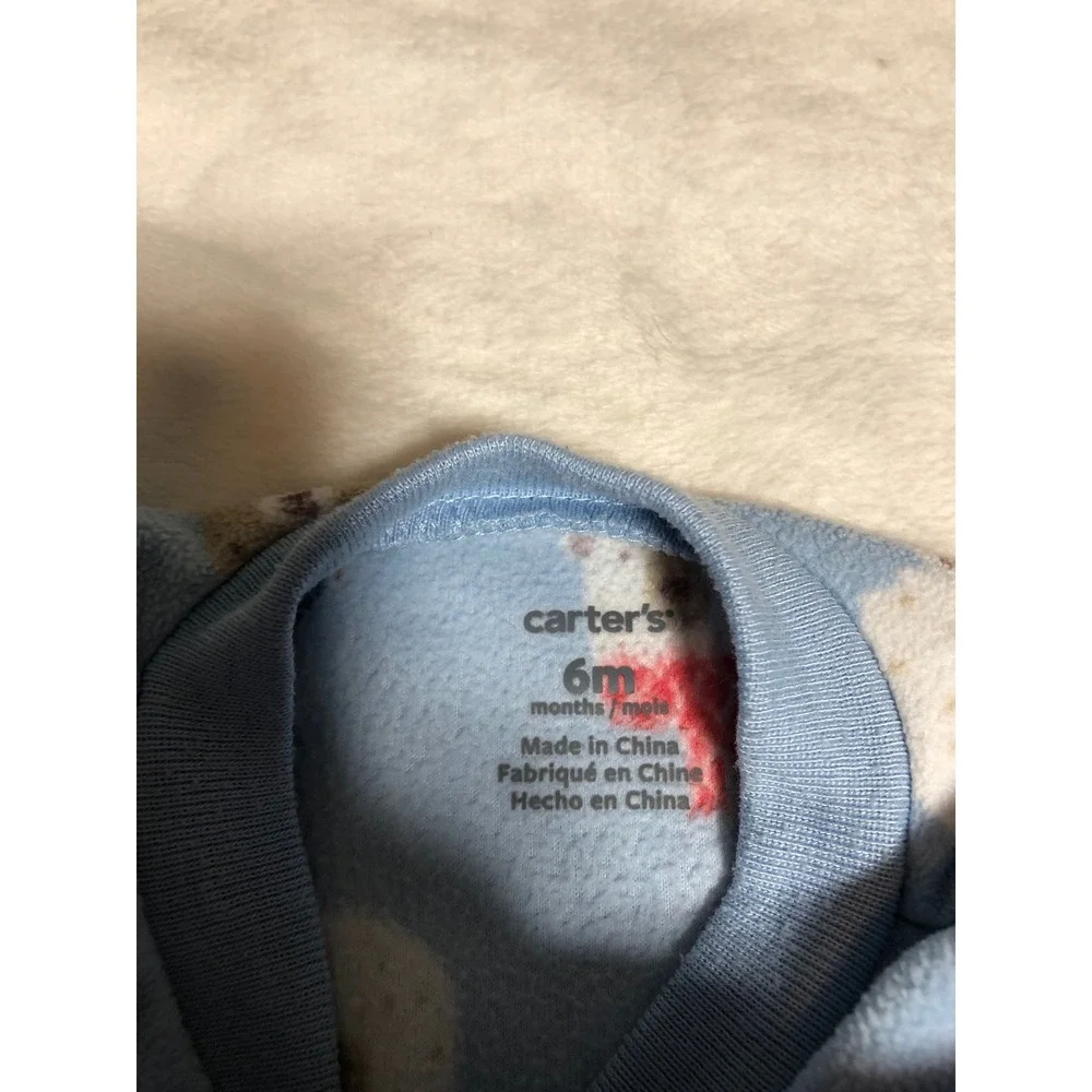 5/$25 Carter's Footed Fleece Pajamas Baby 6M Blue Winter Bear Snap Front Sleeper
